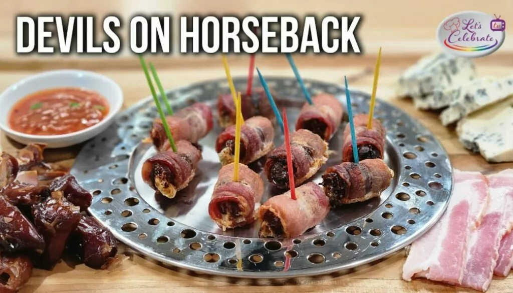Devils On Horseback: A Tasty Appetizer of Dates, Bacon & Blue Cheese.