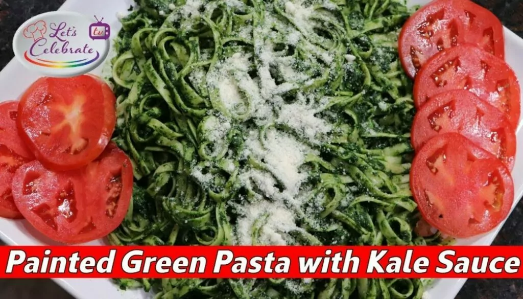 Painted Green Pasta with Kale Sauce