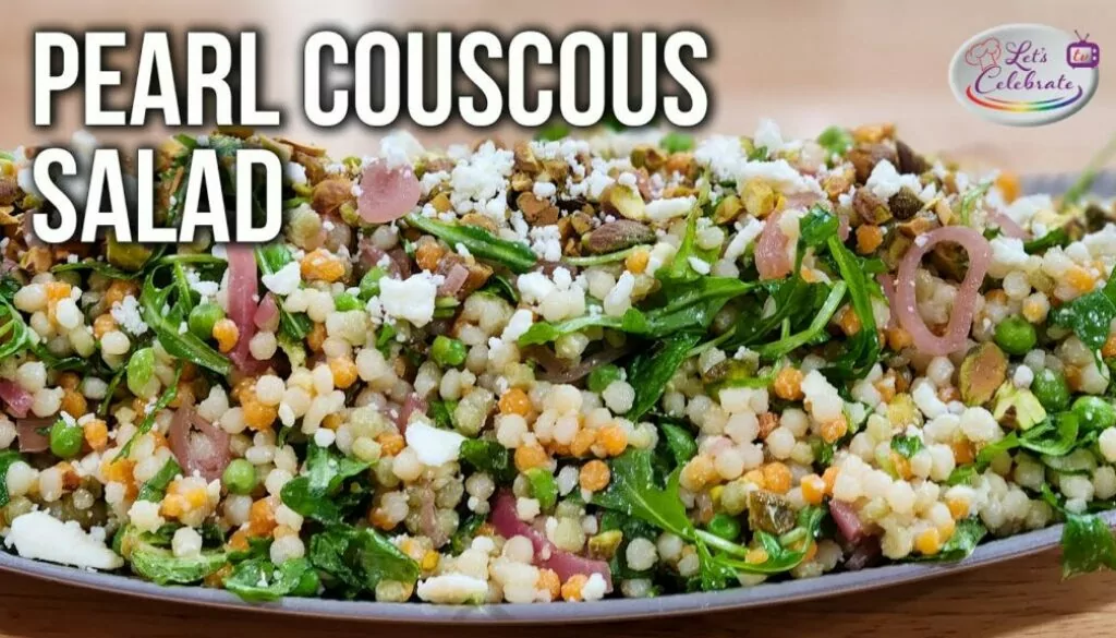 Pearl Couscous Salad with Mint, Peas, Pistachios and Pickled Shallots