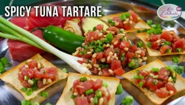 Spicy Tuna Tartare on Baked Wonton Chips